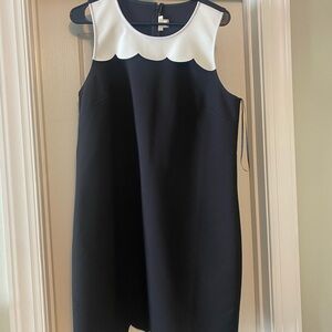 J. Crew Black and White Sheath Dress Sleeveless Crew Neck Wedding Guest